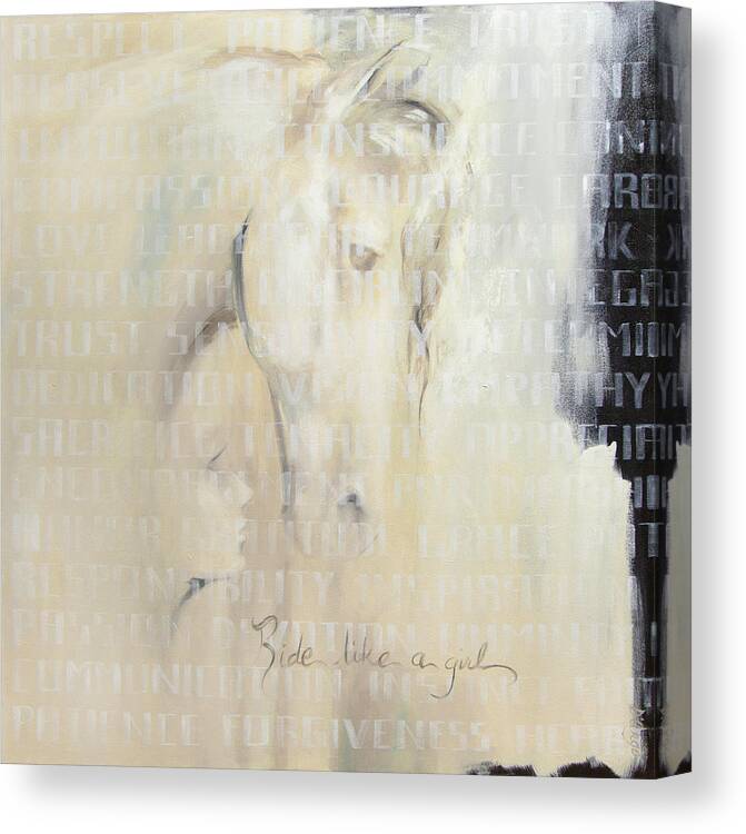 Horse Canvas Print featuring the painting Ride Like A Girl 2 #1 by Dina Dargo