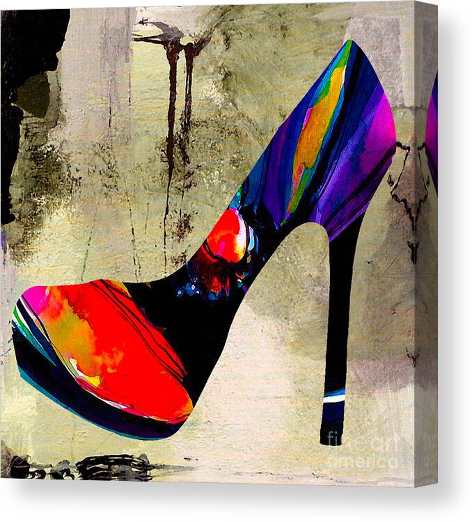 Shoe Photographs Mixed Media Canvas Print featuring the mixed media Shoe Fashion #1 by Marvin Blaine