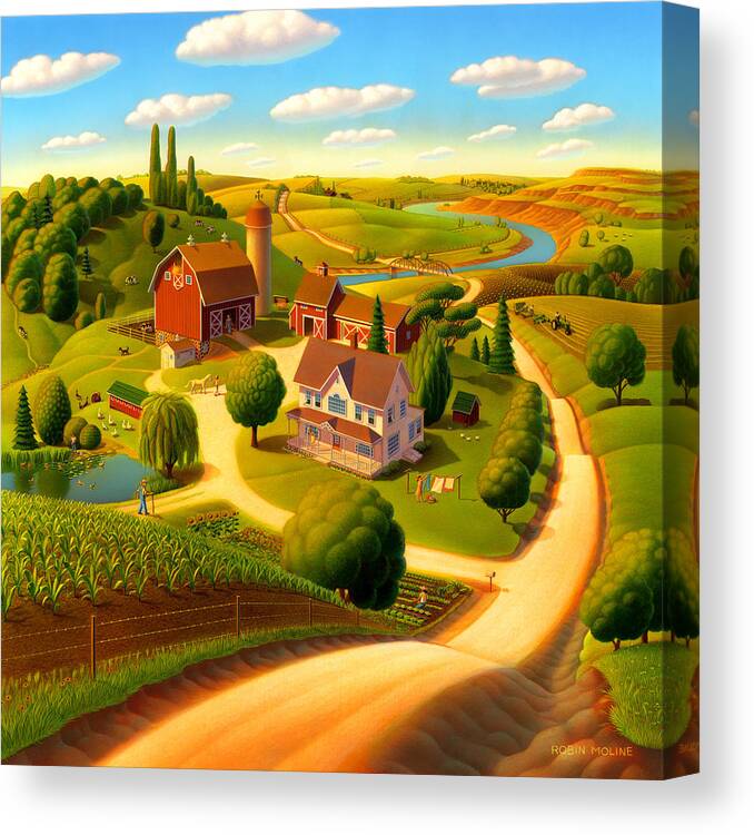 Farm Canvas Print featuring the painting Summer on the Farm by Robin Moline