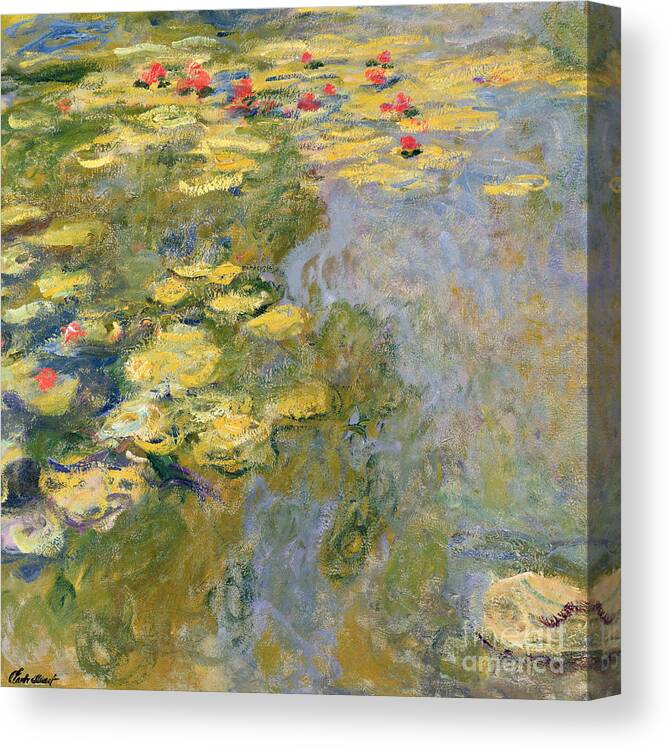 Impressionist Canvas Print featuring the painting The Waterlily Pond by Claude Monet