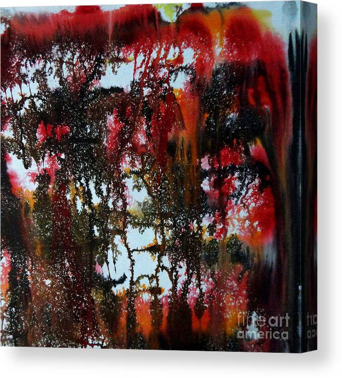 Art Canvas Print featuring the painting Red Forest by Tamal Sen Sharma