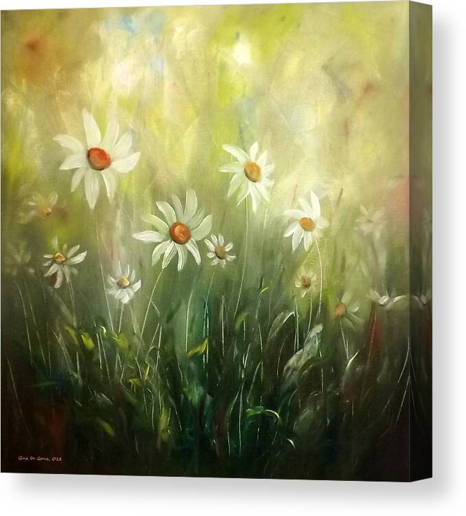 Flowers Canvas Print featuring the painting White Daisies #2 by Gina De Gorna