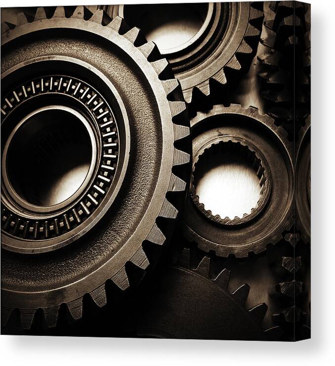 Gearing Canvas Print featuring the photograph Cogs No14 by Les Cunliffe