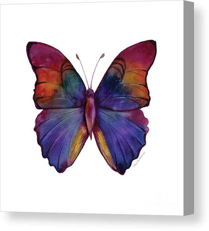 Red Canvas Print featuring the painting 13 Narcissus Butterfly by Amy Kirkpatrick