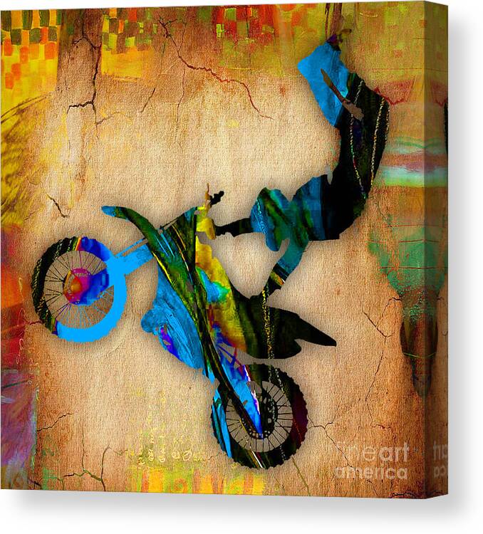 Dirt Bike Canvas Print featuring the mixed media Dirt Bike #14 by Marvin Blaine