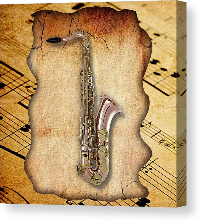 Saxophone Canvas Print featuring the mixed media Saxophone Collection #21 by Marvin Blaine