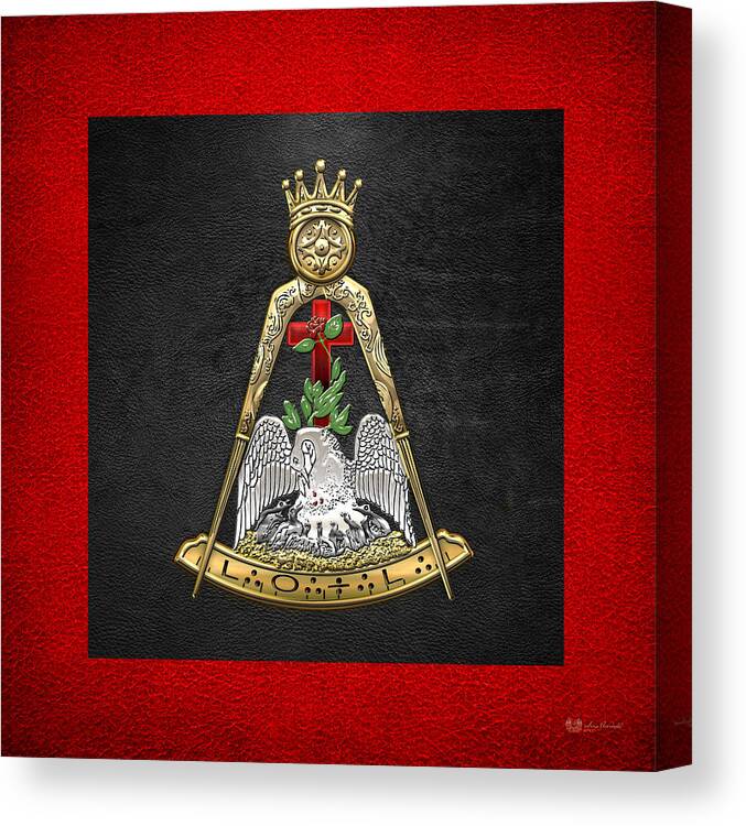 'ancient Brotherhoods' Collection By Serge Averbukh Canvas Print featuring the digital art 18th Degree Mason - Knight Rose Croix Masonic Jewel by Serge Averbukh