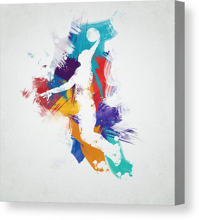 Abstract Canvas Print featuring the digital art Basketball Player #5 by Aged Pixel
