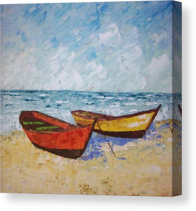  Canvas Print featuring the painting Boats of Provence #2 by Frederic Payet