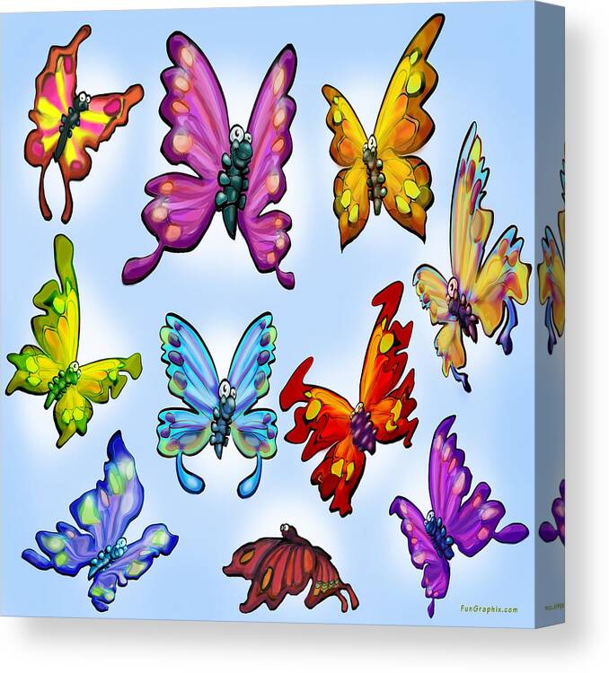 Butterfly Canvas Print featuring the digital art Butterflies by Kevin Middleton