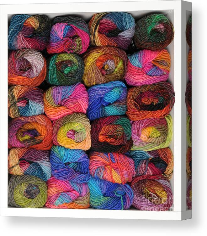 Knitting Canvas Print featuring the photograph Colorful knitting yarn #1 by Les Palenik