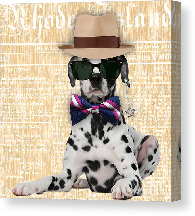 Dalmatian Canvas Print featuring the mixed media Dalmatian Bowtie Collection #2 by Marvin Blaine