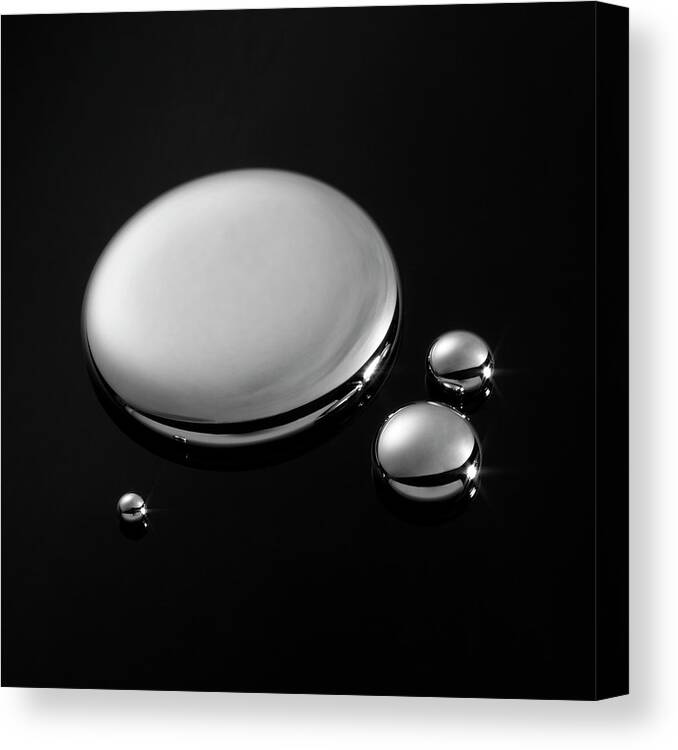 Black Background Canvas Print featuring the photograph Drops Of Mercury #2 by Science Photo Library