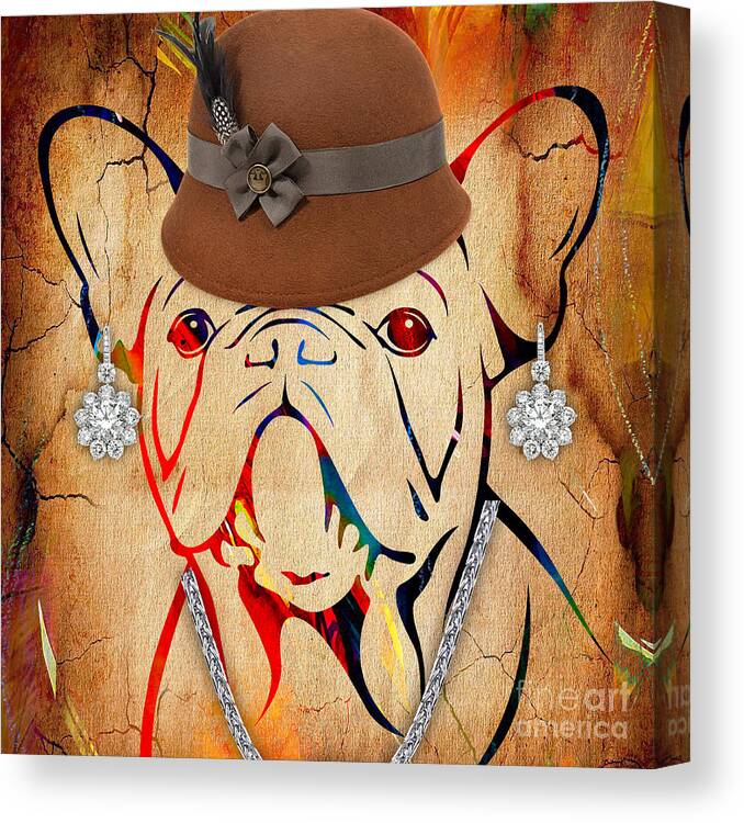 Bulldog Canvas Print featuring the mixed media French Bulldog Collection #2 by Marvin Blaine