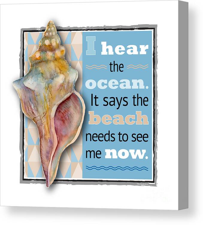 Horse Conch Canvas Print featuring the painting I hear the ocean. by Amy Kirkpatrick
