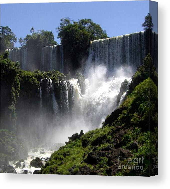 Waterfalls Canvas Print featuring the photograph Iguassu Falls by Barbie Corbett-Newmin