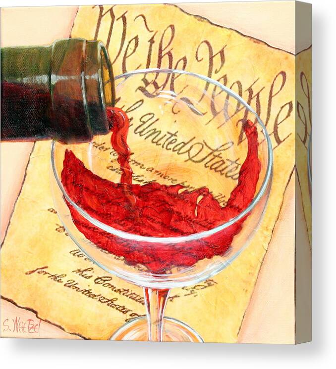 Red Wine Pour Canvas Print featuring the painting Let Freedom Ring by Sandi Whetzel