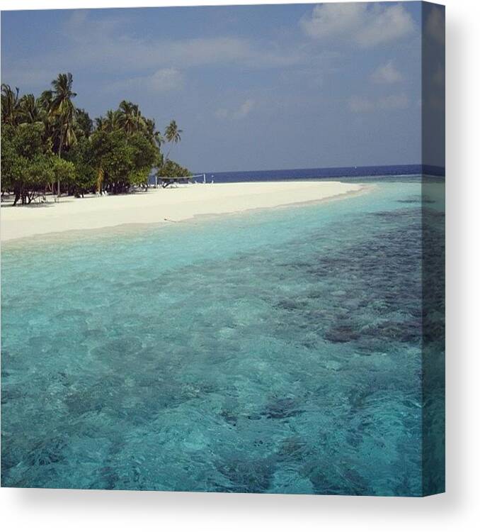 Beaches Canvas Print featuring the photograph #maldives #tropical #waterbungalow #2 by Mike Fletcher