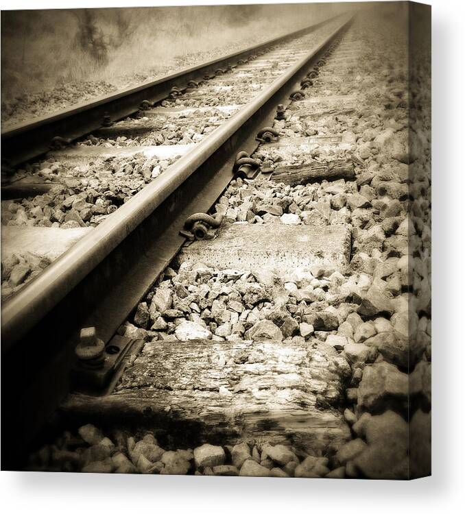 Industry Canvas Print featuring the photograph Railway tracks #2 by Les Cunliffe