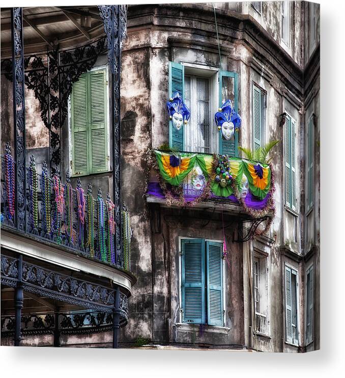 Mardi Gras Canvas Print featuring the photograph The French Quarter during Mardi Gras by Mountain Dreams
