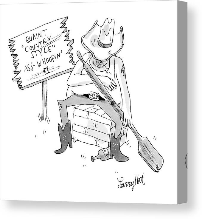 Cowboy Canvas Print featuring the drawing New Yorker April 30th, 2007 by Larry Hat