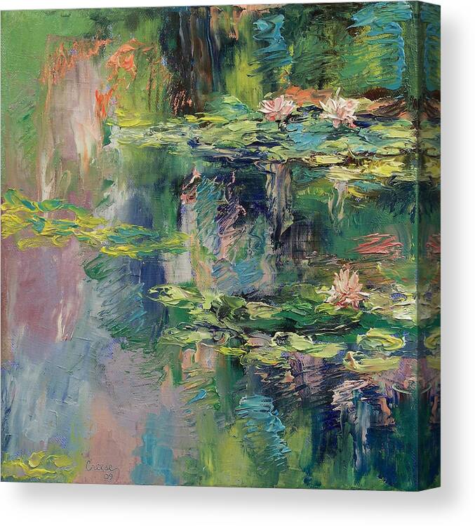 Water Lilies Canvas Print featuring the painting Water Lilies by Michael Creese