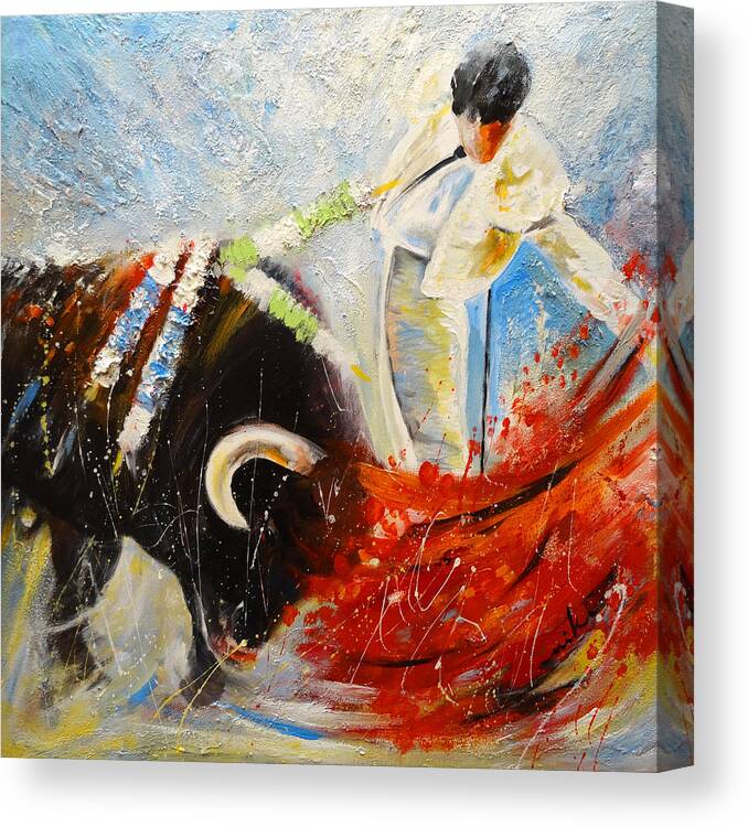 Bullfight Painting Canvas Print featuring the painting 2010 Toro Acrylics 02 by Miki De Goodaboom