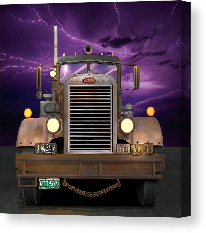 Peterbilt Canvas Print featuring the digital art 1955 Peterbilt by Stuart Swartz