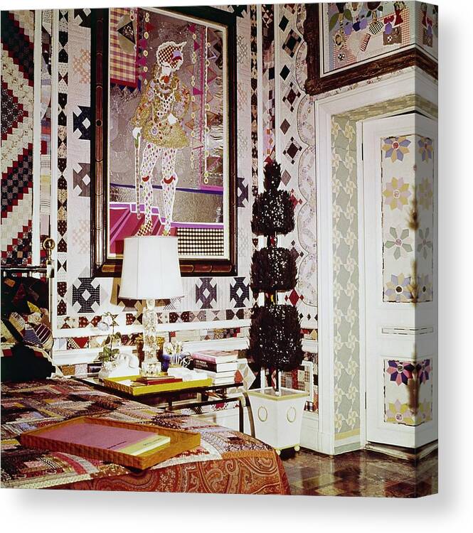 Interior Canvas Print featuring the photograph Gloria Vanderbilt's Bedroom #3 by Horst P. Horst