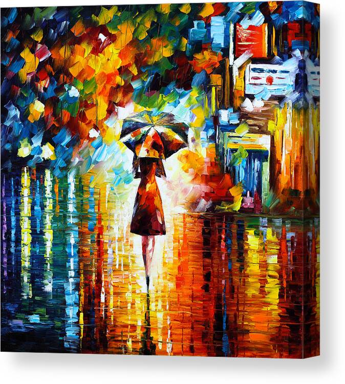 Rain Canvas Print featuring the painting Rain Princess by Leonid Afremov