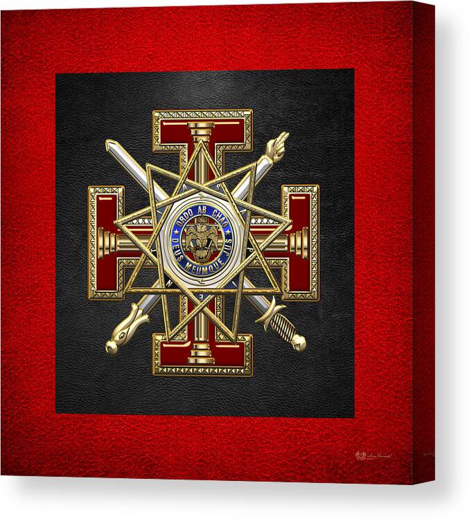 'ancient Brotherhoods' Collection By Serge Averbukh Canvas Print featuring the digital art 33rd Degree Mason - Inspector General Masonic Jewel by Serge Averbukh