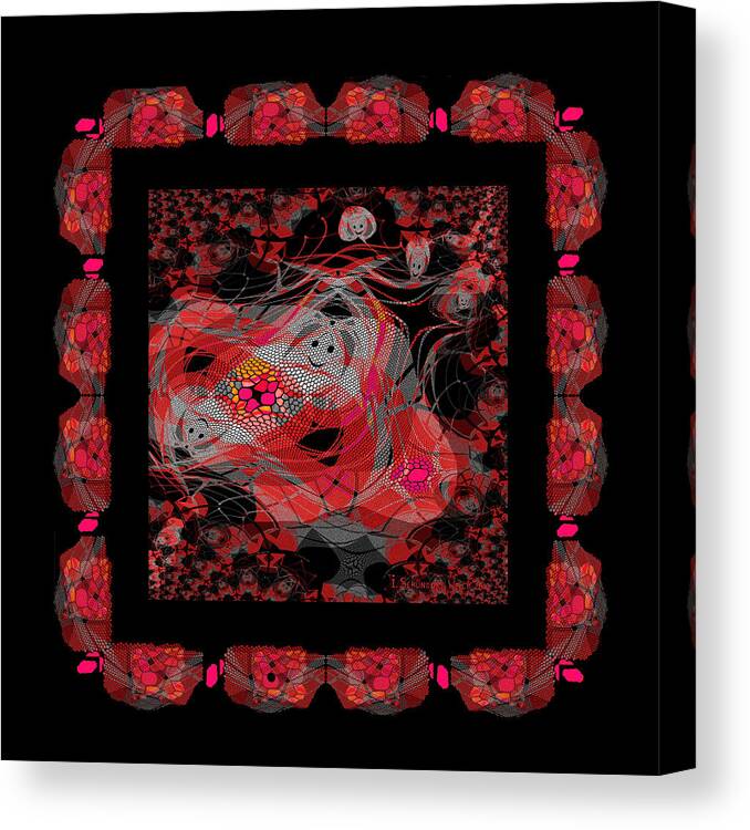 Digital Art Canvas Print featuring the painting 376 - Hectic Chaos Throw pillow by Irmgard Schoendorf Welch