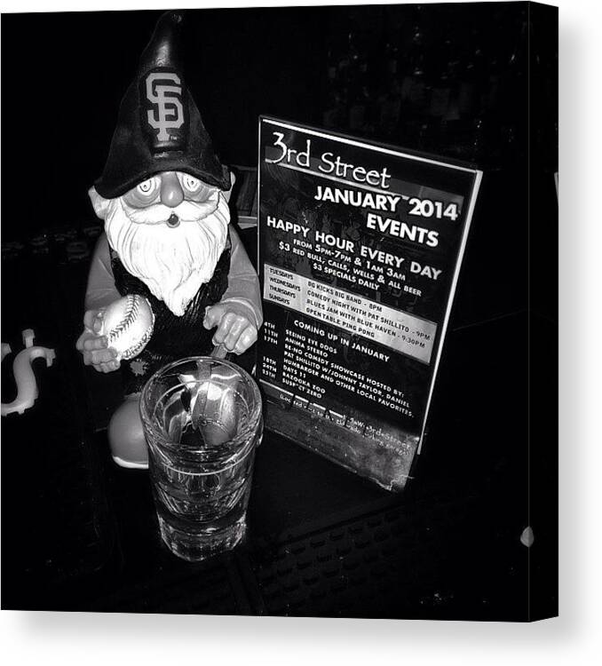 Shot Canvas Print featuring the photograph @3rdstreetbar Hanging Out With My Buddy by James Crawshaw