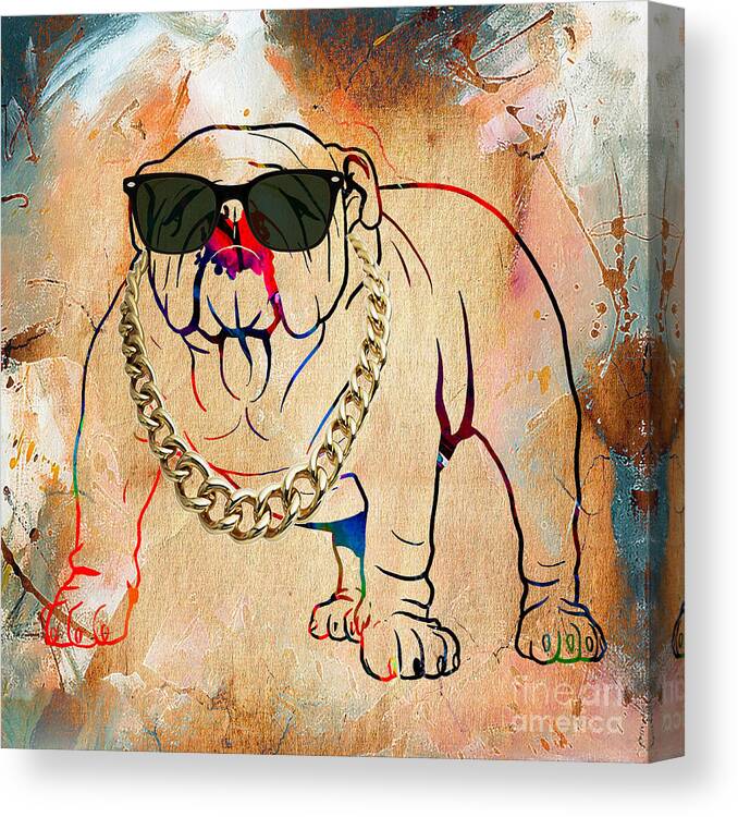 Bulldog Canvas Print featuring the mixed media Bulldog Collection #4 by Marvin Blaine