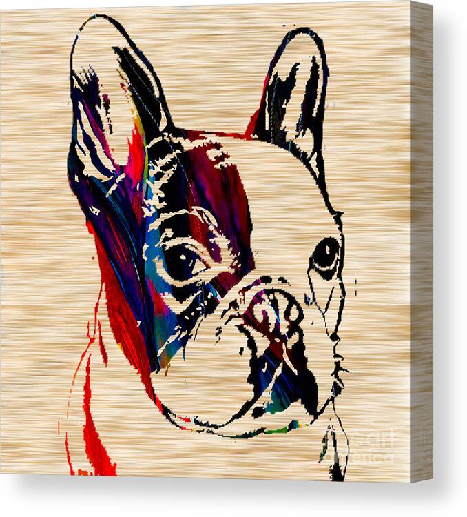 French Bulldog Paintings Canvas Print featuring the mixed media French Bulldog #4 by Marvin Blaine