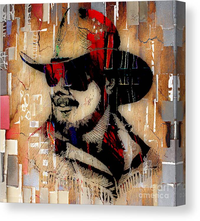 Hank Williams Jr Canvas Print featuring the mixed media Hank Williams Jr Collection #4 by Marvin Blaine