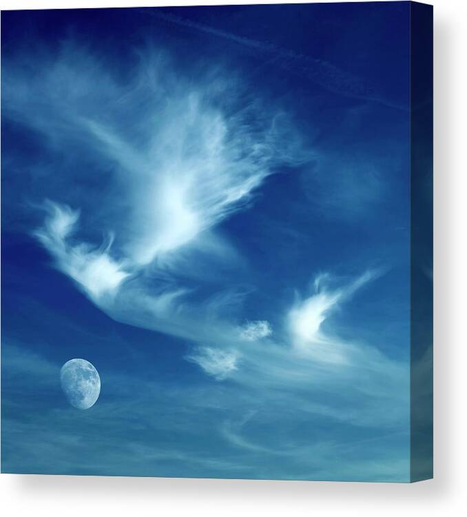 Nobody Canvas Print featuring the photograph Moon In Cloudy Sky #4 by Detlev Van Ravenswaay