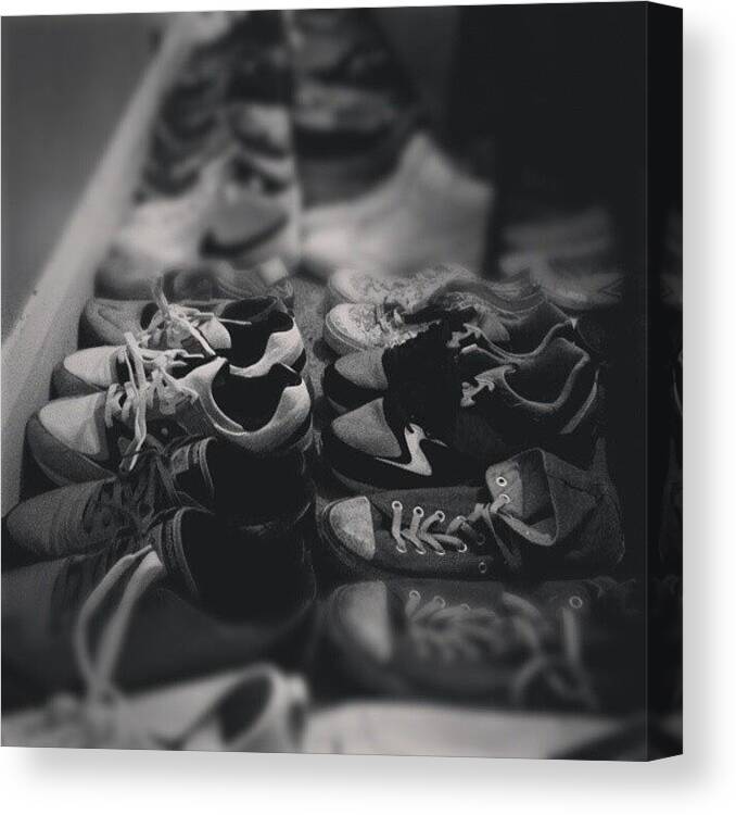 Stockcheck Canvas Print featuring the photograph 48 Pairs Of Footwear... Time For A by Michael Thomas