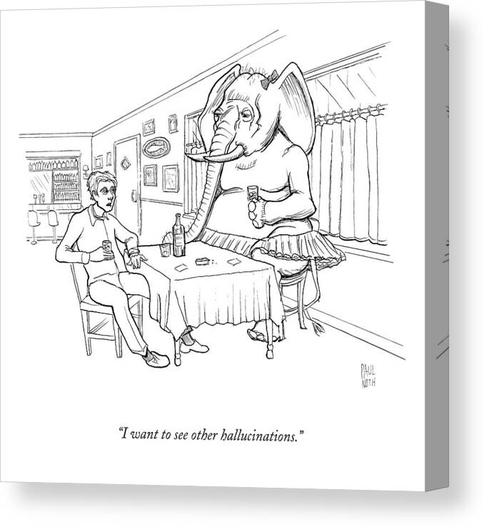 Dating Canvas Print featuring the drawing I Want To See Other Hallucinations by Paul Noth