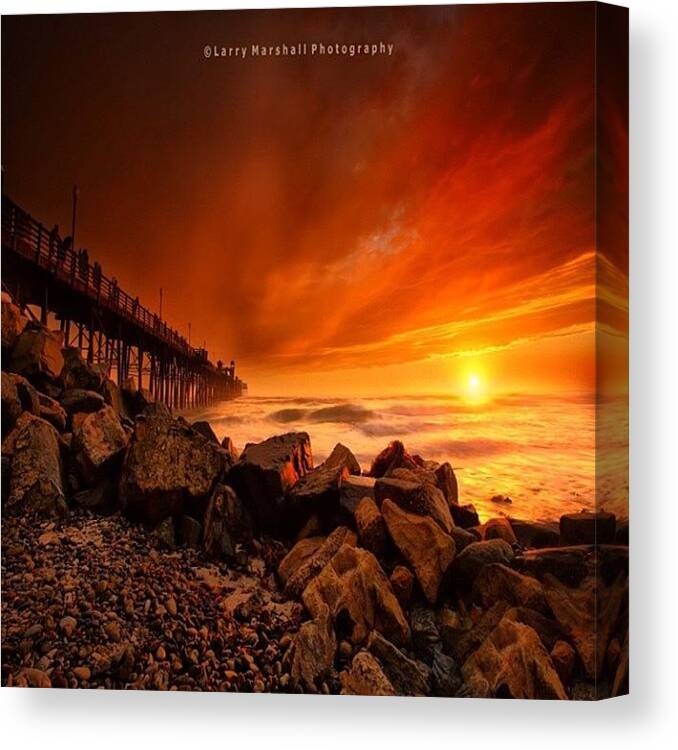  Canvas Print featuring the photograph Long Exposure Sunset At A North San by Larry Marshall