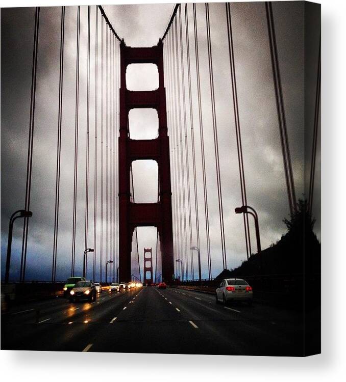 Golden Gate Bridge Canvas Print featuring the photograph Dark Stormy Golden Gate Bridge by Eugene Evon