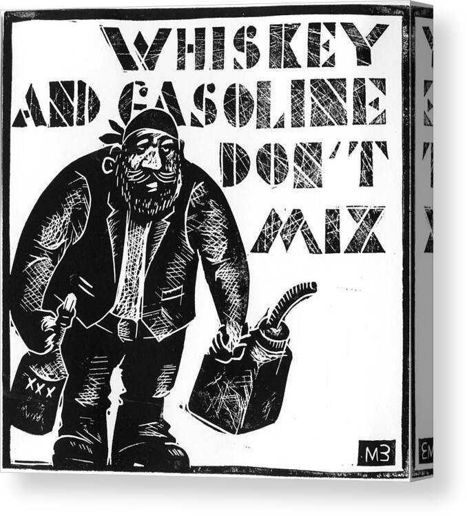 Whiskey Canvas Print featuring the drawing American proverbs #19 by Mikhail Zarovny