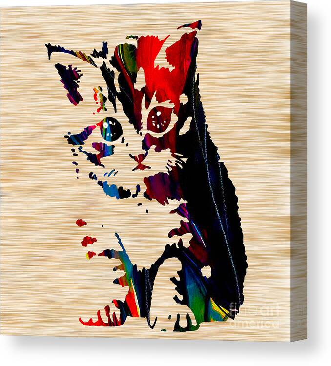 Cat Painting Mixed Media Canvas Print featuring the mixed media Cat Kitten #7 by Marvin Blaine