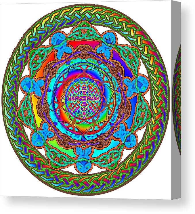 Mandala Canvas Print featuring the digital art 7 Fish Rainbow Yahushuah Messiah by Hidden Mountain