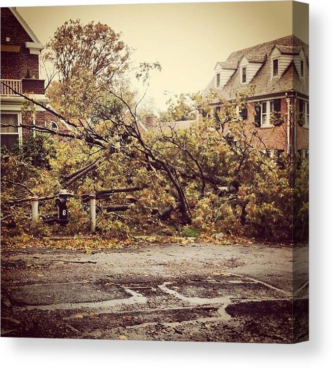 Beautiful Canvas Print featuring the photograph Hurricane Sandy In New York #8 by Klm Studioline