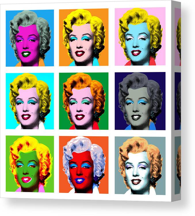 Digital Canvas Print featuring the digital art 9 Marilyn's by Gary Grayson