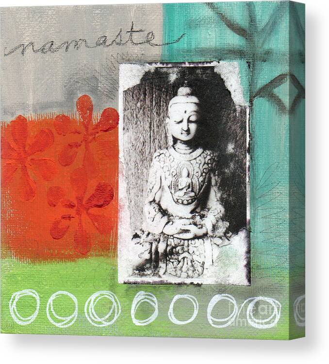 Buddha Canvas Print featuring the painting Namaste by Linda Woods