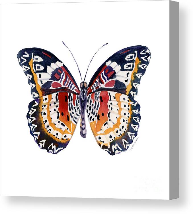 Lacewing Butterfly Canvas Print featuring the painting 94 Lacewing Butterfly by Amy Kirkpatrick