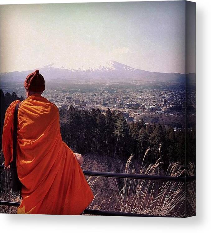 Fuji Canvas Print featuring the photograph A Camouflaged #fuji & Buddhist Monk by Kenichi Iwai