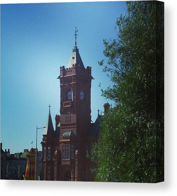  Canvas Print featuring the photograph A Cathedral By Cardiff Docks :) by James K
